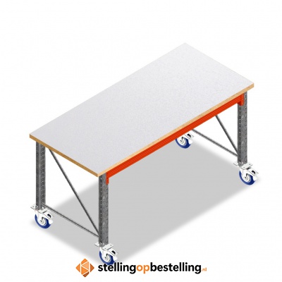Mobiele werkbank, werktafel op wielen enkellaags zonder voorgemonteerde frames 1850x1000x940