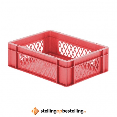 Transportkrat Euronorm plastic bak, krat TK1 400x300x120 rood