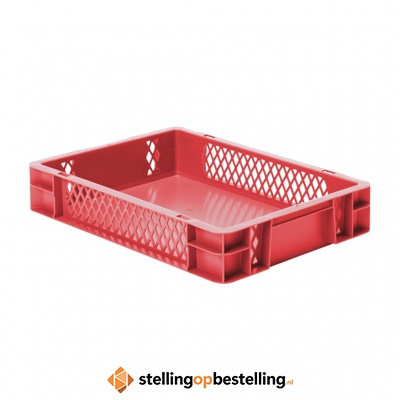 Transportkrat Euronorm plastic bak, krat TK1 400x300x75 rood