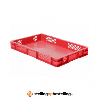 Transportkrat Euronorm plastic bak, krat TK1 600x400x75 rood