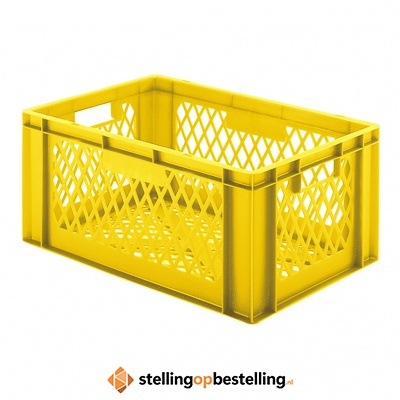 Transportkrat Euronorm plastic bak, krat TK2 600x400x270 geel