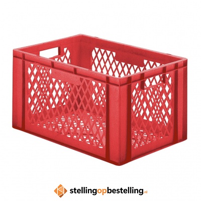 Transportkrat Euronorm plastic bak, krat TK2 600x400x320 rood