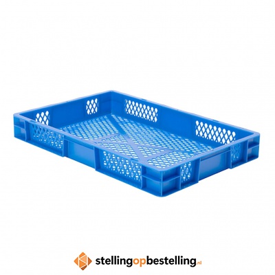 Transportkrat Euronorm plastic bak, krat TK2 600x400x75 blauw