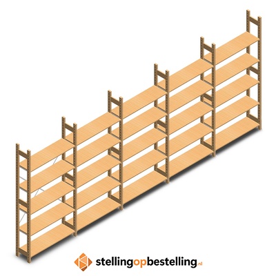 Voordeelrii houten legbordstelling bt euro 2100x5030x300