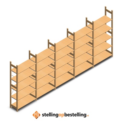 Voordeelrii houten legbordstelling bt euro 2100x5030x400 