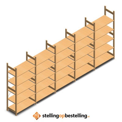 Voordeelrij houten legbordstelling bt euro 2100x5030x500 