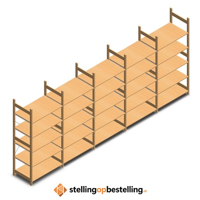Voordeelrii houten legbordstelling bt euro 2100x5030x600 
