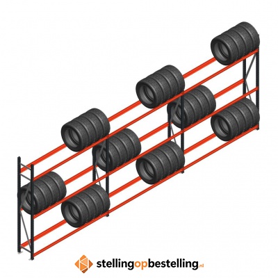 Voordeelrij bandenstelling grootvak AR 2250x6240x400mm (hxbxd) 3 secties 3 niveaus antraciet