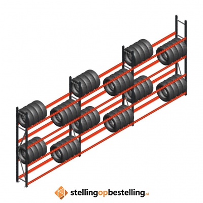 Voordeelrij bandenstelling grootvak AR 2500x6240x400 mm (hxbxd) 3 secties 3 niveaus antraciet