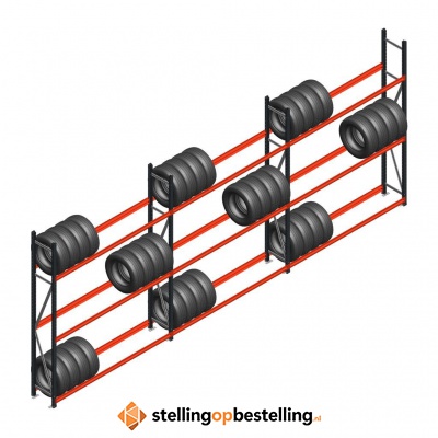 Voordeelrij bandenstelling grootvak AR 2500x6240x500 mm (hxbxd) 3 secties 3 niveaus antraciet