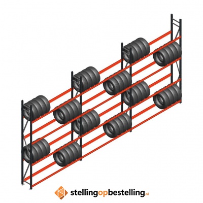 Voordeelrij bandenstelling grootvak AR 3000x6240x400mm (hxbxd) 3 secties 4 niveaus antraciet