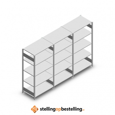 Voordeelrij Legbordstelling Heavy Duty 2000x3000x800, 5 niveaus metaal verzinkt 250 kg