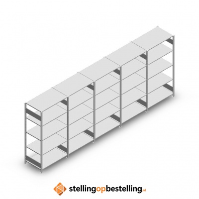 Voordeelrij Legbordstelling Heavy Duty 2000x5000x800, 5 niveaus metaal verzinkt 250 kg