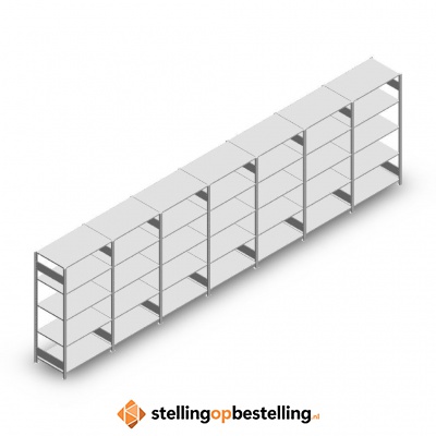 Voordeelrij Legbordstelling Heavy Duty 2000x7000x800, 5 niveaus metaal verzinkt 250 kg