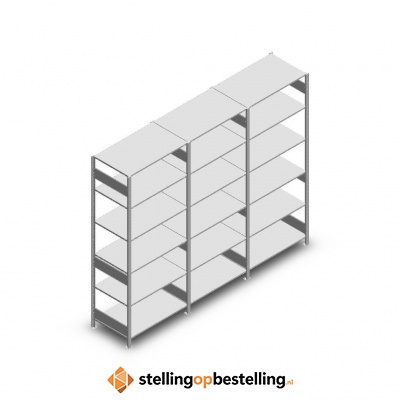 Voordeelrij Legbordstelling Heavy Duty 2500x3000x800, 6 niveaus metaal verzinkt 250 kg