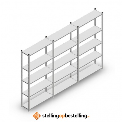 Voordeelrij Legbordstelling Light Duty 2000x3000x300 (hxbxd) 5 niveaus metaal verzinkt 40 kg