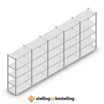 Voordeelrij Legbordstelling Light Duty 2000x5000x500, 5 niveaus metaal verzinkt 100 kg