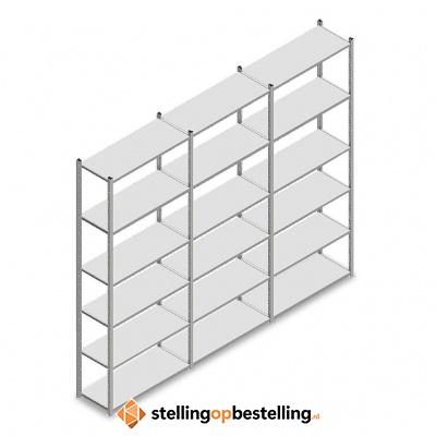 Voordeelrij Legbordstelling Light Duty 2500x3000x400, 6 niveaus metaal verzinkt 120 kg