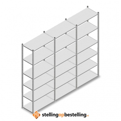 Voordeelrij Legbordstelling Light Duty 2500x3000x500, 6 niveaus metaal verzinkt 100 kg