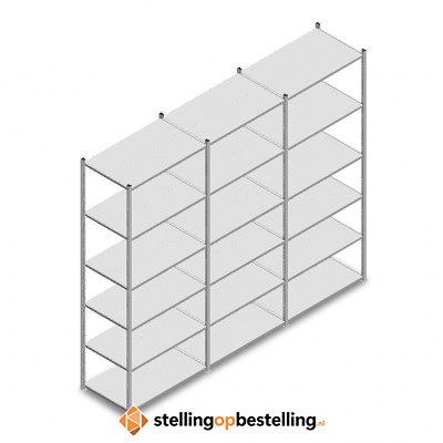 Voordeelrij Legbordstelling Light Duty 2500x3000x600, 6 niveaus metaal verzinkt 80 kg