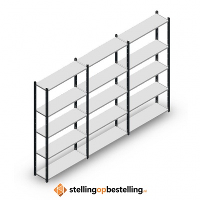 Voordeelrij Legbordstelling Medium Duty 2000x3000x300, 5 niveaus metaal antraciet 90 kg