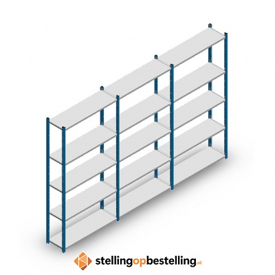 Voordeelrij Legbordstelling Medium Duty 2000x3000x300, 5 niveaus metaal blauw 90 kg