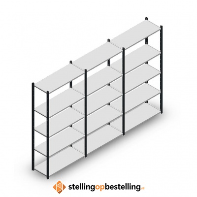 Voordeelrij Legbordstelling Medium Duty 2000x3000x400, 5 niveaus metaal antraciet 90 kg