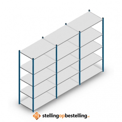 Voordeelrij Legbordstelling Medium Duty 2000x3000x600, 5 niveaus metaal blauw 180 kg
