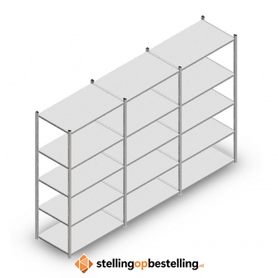 Voordeelrij Legbordstelling Medium Duty 2000x3000x600, 5 niveaus metaal verzinkt 180 kg