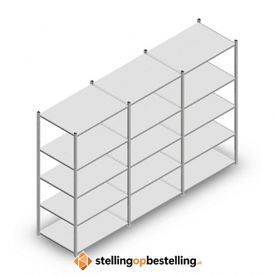 Voordeelrij Legbordstelling Medium Duty 2000x3000x700, 5 niveaus metaal verzinkt 180 kg