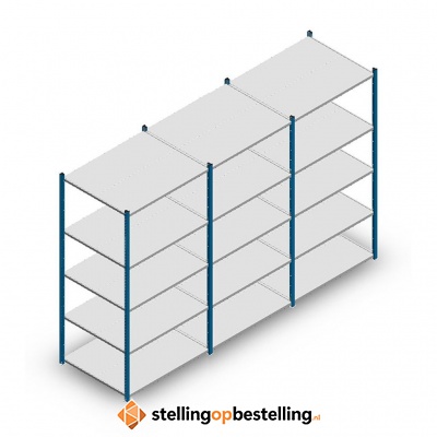 Voordeelrij Legbordstelling Medium Duty 2000x3000x800, 5 niveaus metaal blauw 180 kg