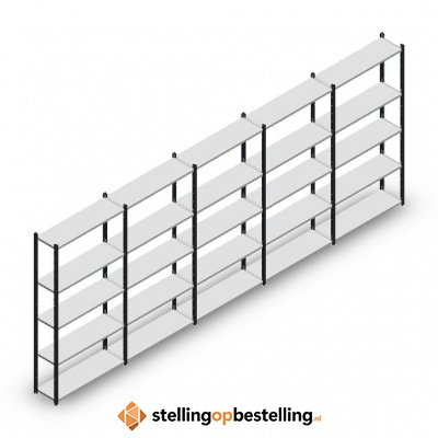 Voordeelrij Legbordstelling Medium Duty 2000x5000x300, 5 niveaus metaal antraciet 90 kg