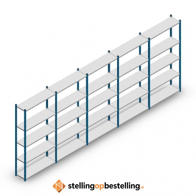 Voordeelrij Legbordstelling Medium Duty 2000x5000x300, 5 niveaus metaal blauw 90 kg