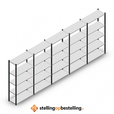 Voordeelrij Legbordstelling Medium Duty 2000x5000x400, 5 niveaus metaal antraciet 90 kg