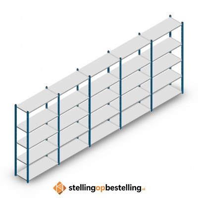 Voordeelrij Legbordstelling Medium Duty 2000x5000x400, 5 niveaus metaal blauw 90 kg