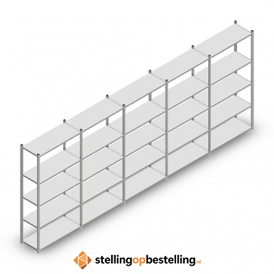 Voordeelrij Legbordstelling Medium Duty 2000x5000x400, 5 niveaus metaal verzinkt 90 kg
