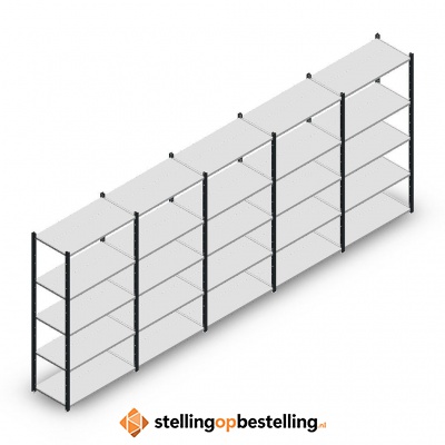 Voordeelrij Legbordstelling Medium Duty 2000x5000x500, 5 niveaus metaal antraciet 75 kg