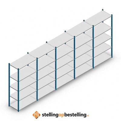 Voordeelrij Legbordstelling Medium Duty 2000x5000x500, 5 niveaus metaal blauw 75 kg