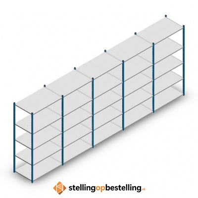 Voordeelrij Legbordstelling Medium Duty 2000x5000x600, 5 niveaus metaal blauw 180 kg