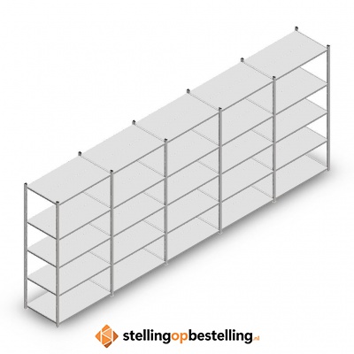 Voordeelrij Legbordstelling Medium Duty 2000x5000x600, 5 niveaus metaal verzinkt 180 kg