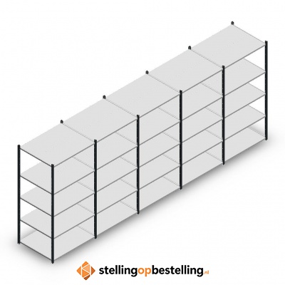 Voordeelrij Legbordstelling Medium Duty 2000x5000x800, 5 niveaus metaal antraciet 180 kg