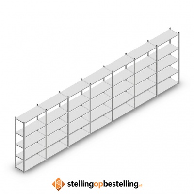Voordeelrij Legbordstelling Medium Duty 2000x7000x400, 5 niveaus metaal verzinkt 90 kg