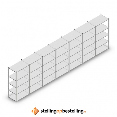 Voordeelrij Legbordstelling Medium Duty 2000x7000x600, 5 niveaus metaal verzinkt 180 kg