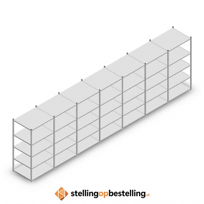 Voordeelrij Legbordstelling Medium Duty 2000x7000x800, 5 niveaus metaal verzinkt 180 kg