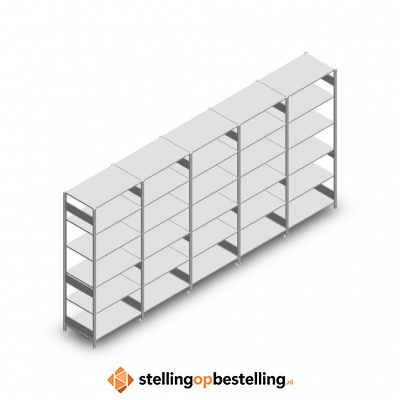 Voordeelrij Legbordstelling Heavy Duty 2500x5000x800, 6 niveaus metaal verzinkt 250 kg