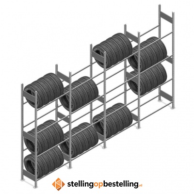 Voordeelrij bandenstelling Heavy Duty 2500x4000x400 4 niveaus 4 secties