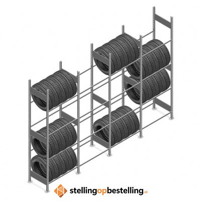 Voordeelrij bandenstelling Heavy Duty 2500x4000x500 4 niveaus 4 secties