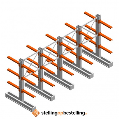 Voordeelrij medium draagarmstelling IT dubbelzijdig 1990x4000x600 3 niveaus
