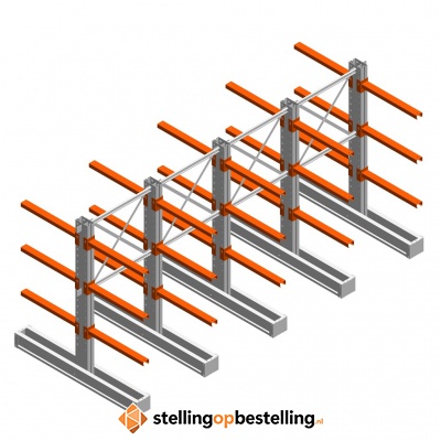 Voordeelrij medium draagarmstelling IT dubbelzijdig 1990x4000x800 3 niveaus