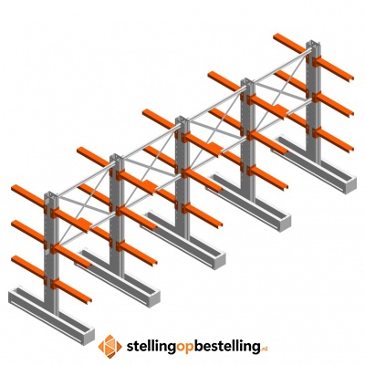 Voordeelrij medium draagarmstelling IT dubbelzijdig 1990x4800x600 3 niveaus